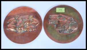 A pair of vintage 20th Century Leyland transport motoring presentation copper wall plaques. One