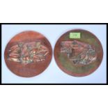 A pair of vintage 20th Century Leyland transport motoring presentation copper wall plaques. One