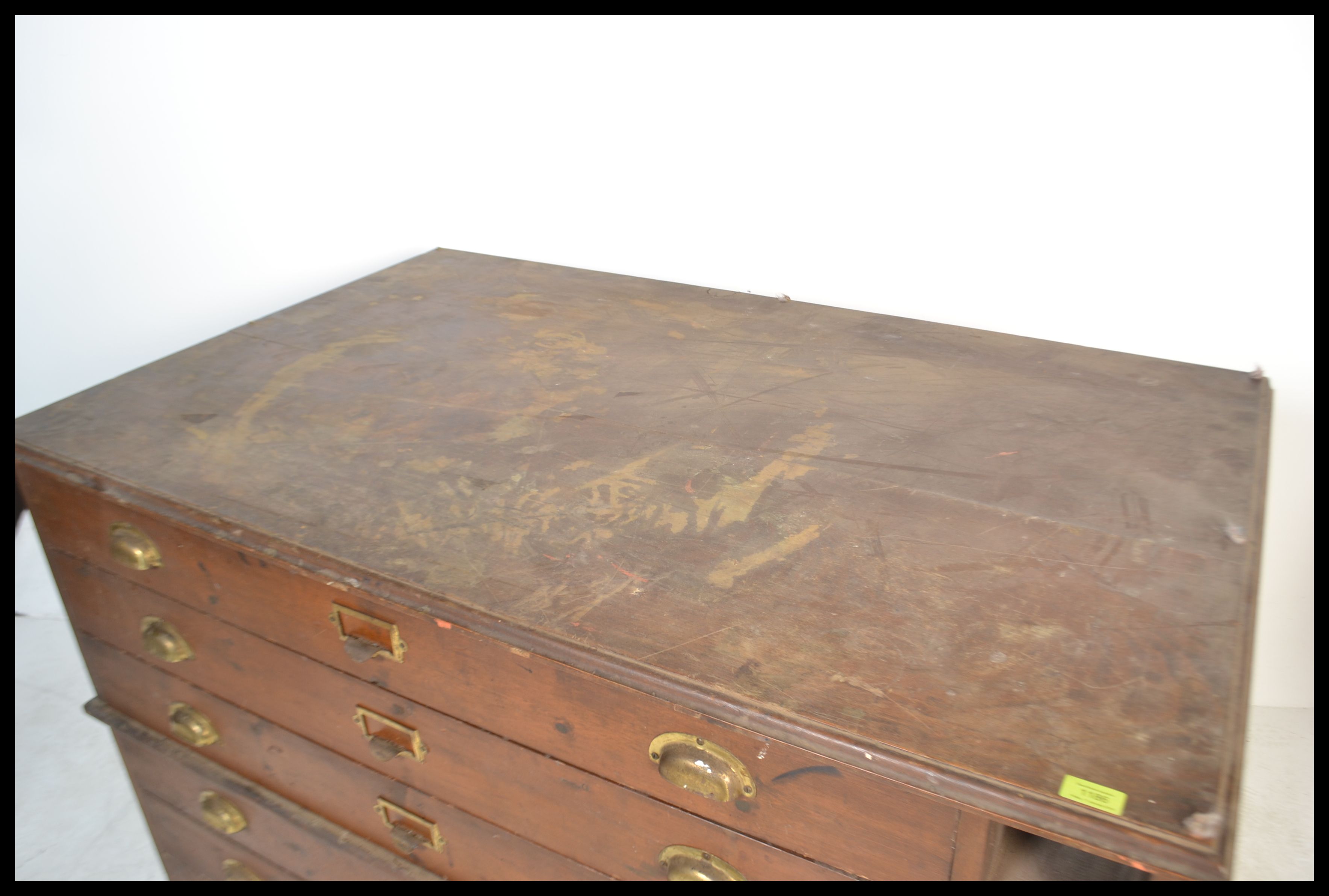 A believed late 19th century Victorian large oak six-drawer architects plan / map chest of drawers - Image 4 of 5