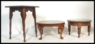 A 20th Century quarter veneer burr walnut coffee table raised on Queen Anne cabriole supports
