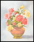 Ian Cryer PROI (Bn 1959)  A 20th century  oil on canvas painting of a still life scene, roses and