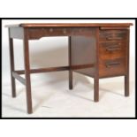 A vintage retro 20th century Art Deco 1940's Air Ministry type oak utility office industrial desk