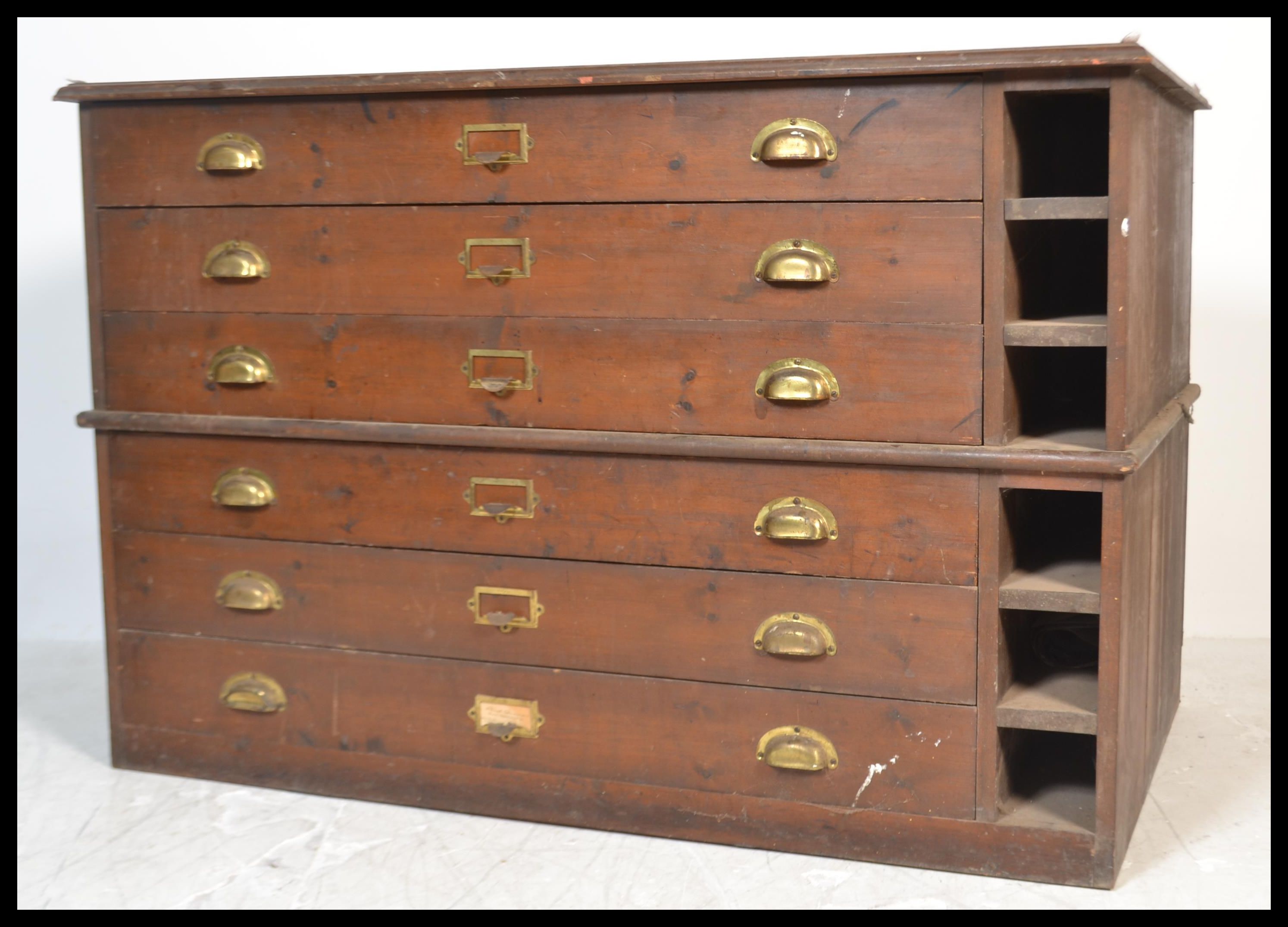 A believed late 19th century Victorian large oak six-drawer architects plan / map chest of drawers