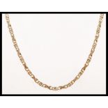 A 9ct gold fancy link necklace chain with a lobster clasp.Total weight 12.3g. 61cm long.