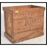 A vintage mid 20th Century shipping / transportation crate for Prices Candles, advertising