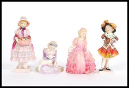 A group of four Royal Doulton figures to include Rose HN1368, Mary had a little lamb HN2048, Greta
