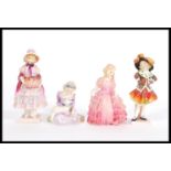 A group of four Royal Doulton figures to include Rose HN1368, Mary had a little lamb HN2048, Greta