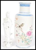 An early 20th Century Chinese Republic period famille rose vase having hand painted decoration of