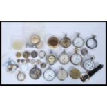 A selection of pocket watch and wrist watch parts to include a selection of wrist watch movements