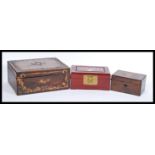 A group of three boxes to include an antique Georgian 19th century jewellery box, a Chinese hardwood