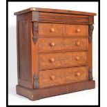 A Victorian 19th century Scottish mahogany chest of drawers. Raised on a plinth base with 2 short