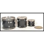 A three piece Hohner drum kit, black body, to include bass drum, floor toms, Pearl Wild 500 crash