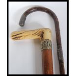 Two 19th Century Victorian walking stick canes to include an example with tapering malacca shaft