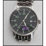 A Brooks and Bentley military style gentleman's wrist watch, black face with illuminous numerals,