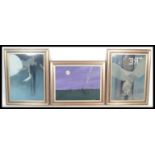 Dick Boulton ( Artist & Sculptor ) - A group of three pastel drawings on paper in gilt frames to