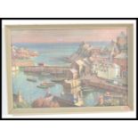 Herbert Truman - A mid Century framed and glazed print depicting a Cornish port. Measures 42cm