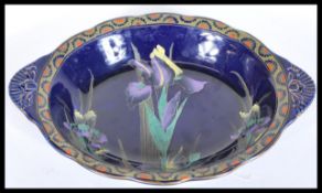 A vintage early 20th Century Burleigh Ware Charlotte / Frederick Rhead cobalt hand painted tray of