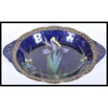 A vintage early 20th Century Burleigh Ware Charlotte / Frederick Rhead cobalt hand painted tray of