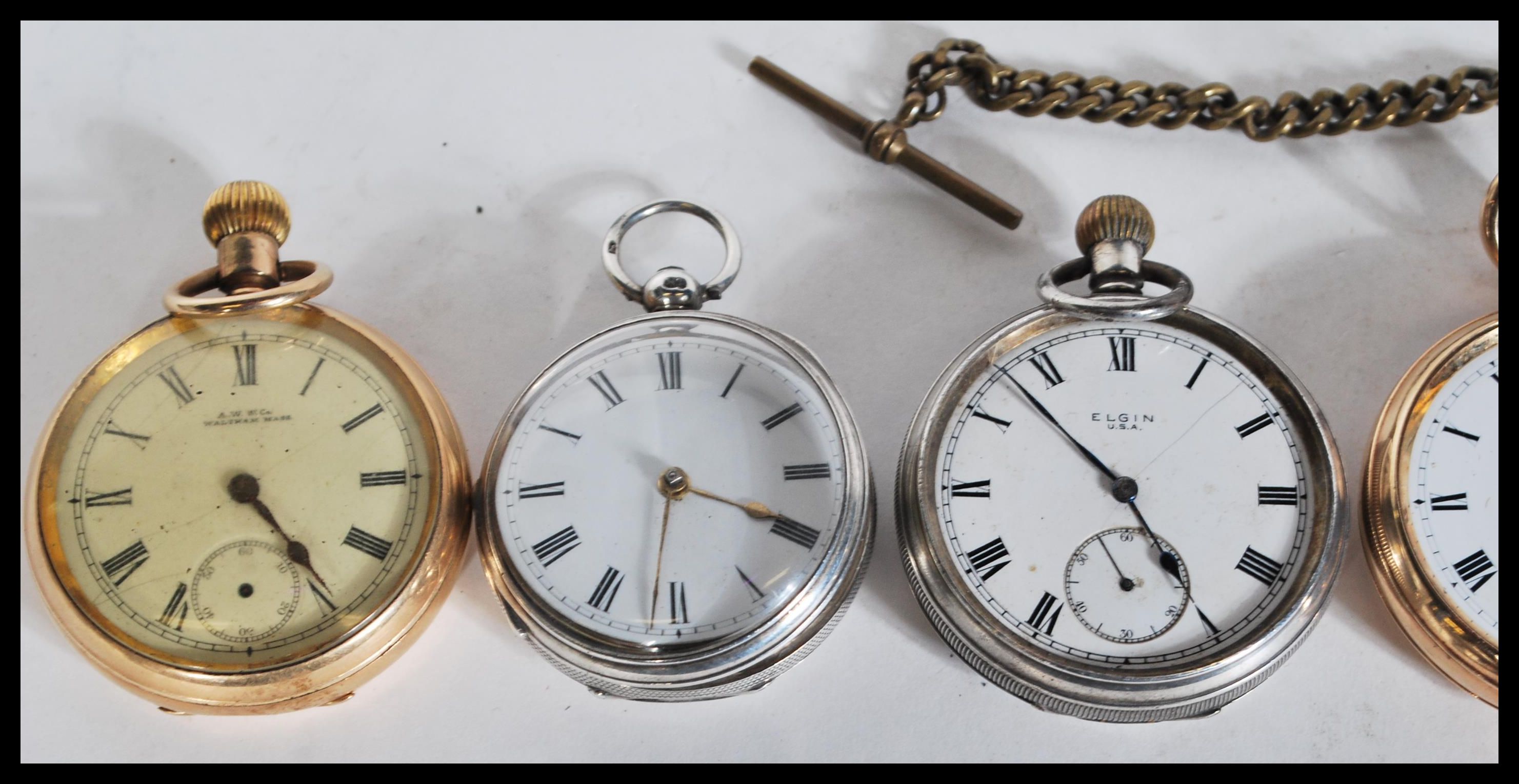 A collection of pocket watches to include two silver hallmarked examples, Waltham, Smiths etc. (5) - Image 2 of 6