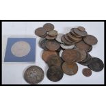 A collection of vintage pre decimal coins including a silver Georgian 1819 crown, five shillings