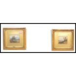 A pair of 19th century English school miniature watercolour painting studies of country scenes