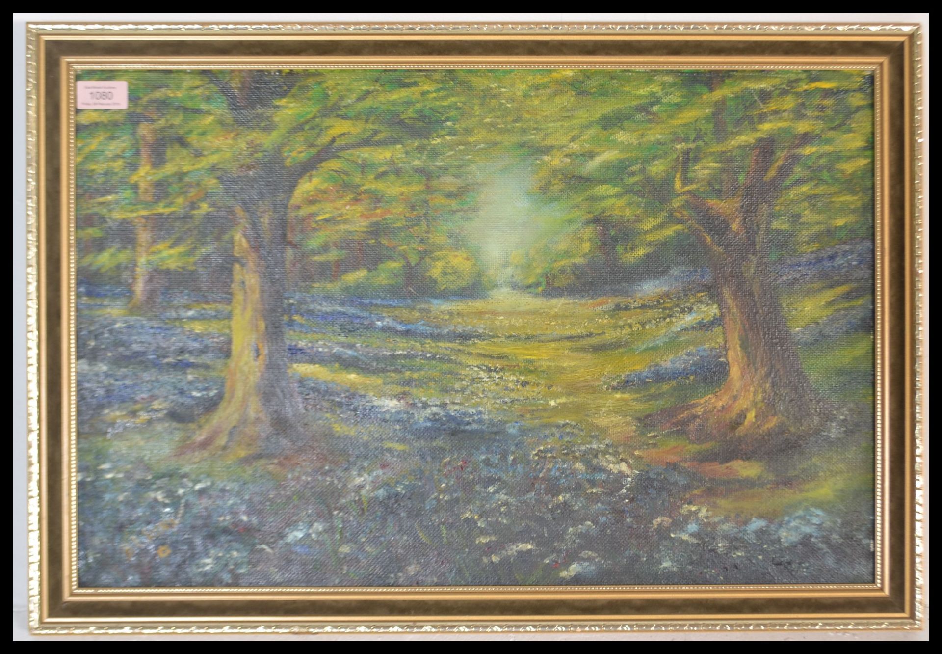 A 20th Century oil on board painting by B. E. Sissen depicting a woodland scene set within a