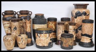 A selection of late 19th Century / early 20th Century Bretby Japaned / Japanese style ceramic