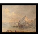 A 19th century English School watercolour painting of a maritime / coastal scene with tall sailing