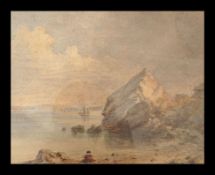 A 19th century English School watercolour painting of a maritime / coastal scene with tall sailing
