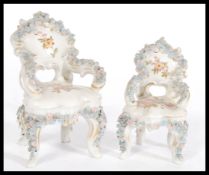 A pair of 19th Century Victorian miniature ceramic