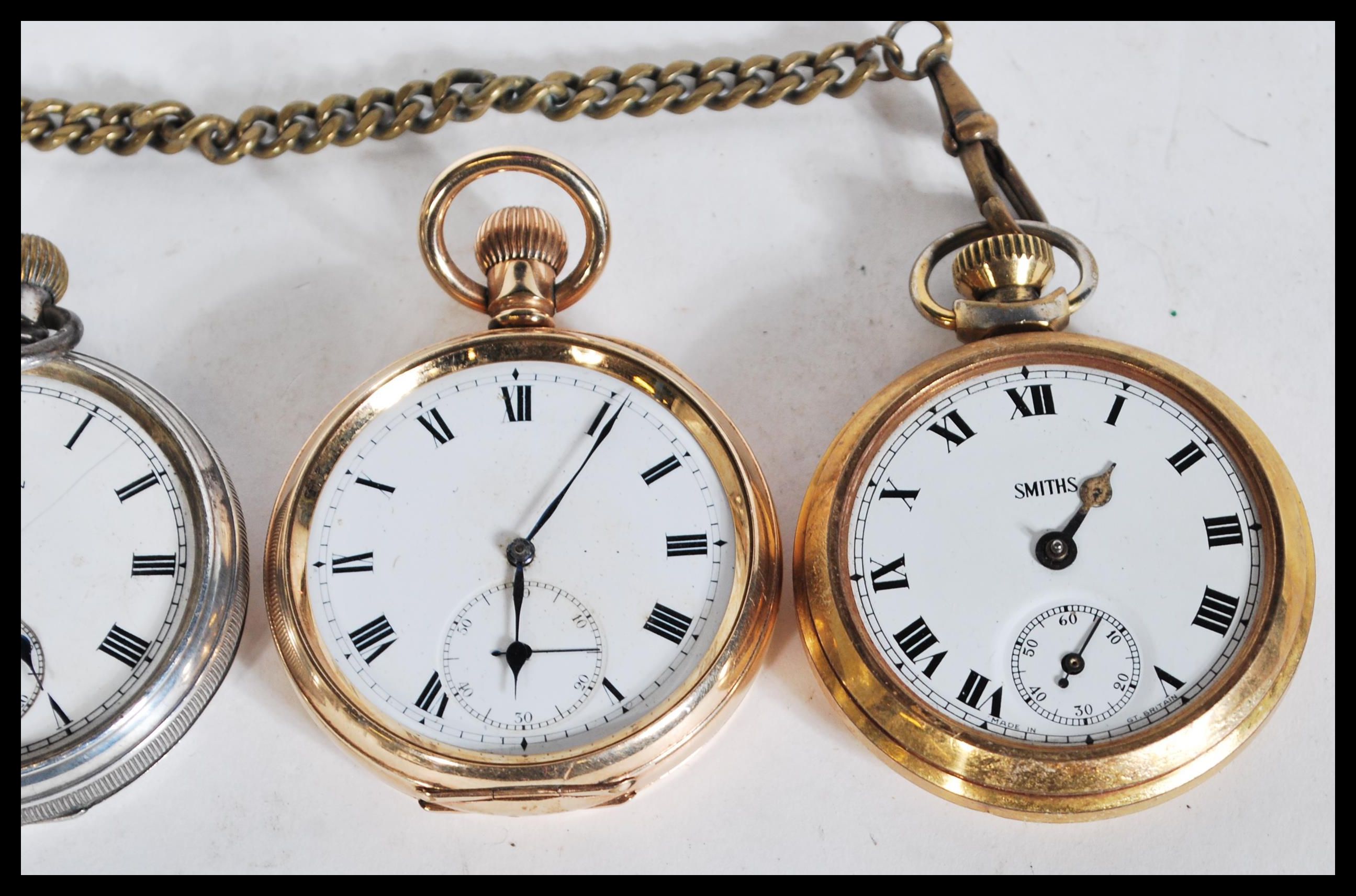 A collection of pocket watches to include two silver hallmarked examples, Waltham, Smiths etc. (5) - Image 3 of 6
