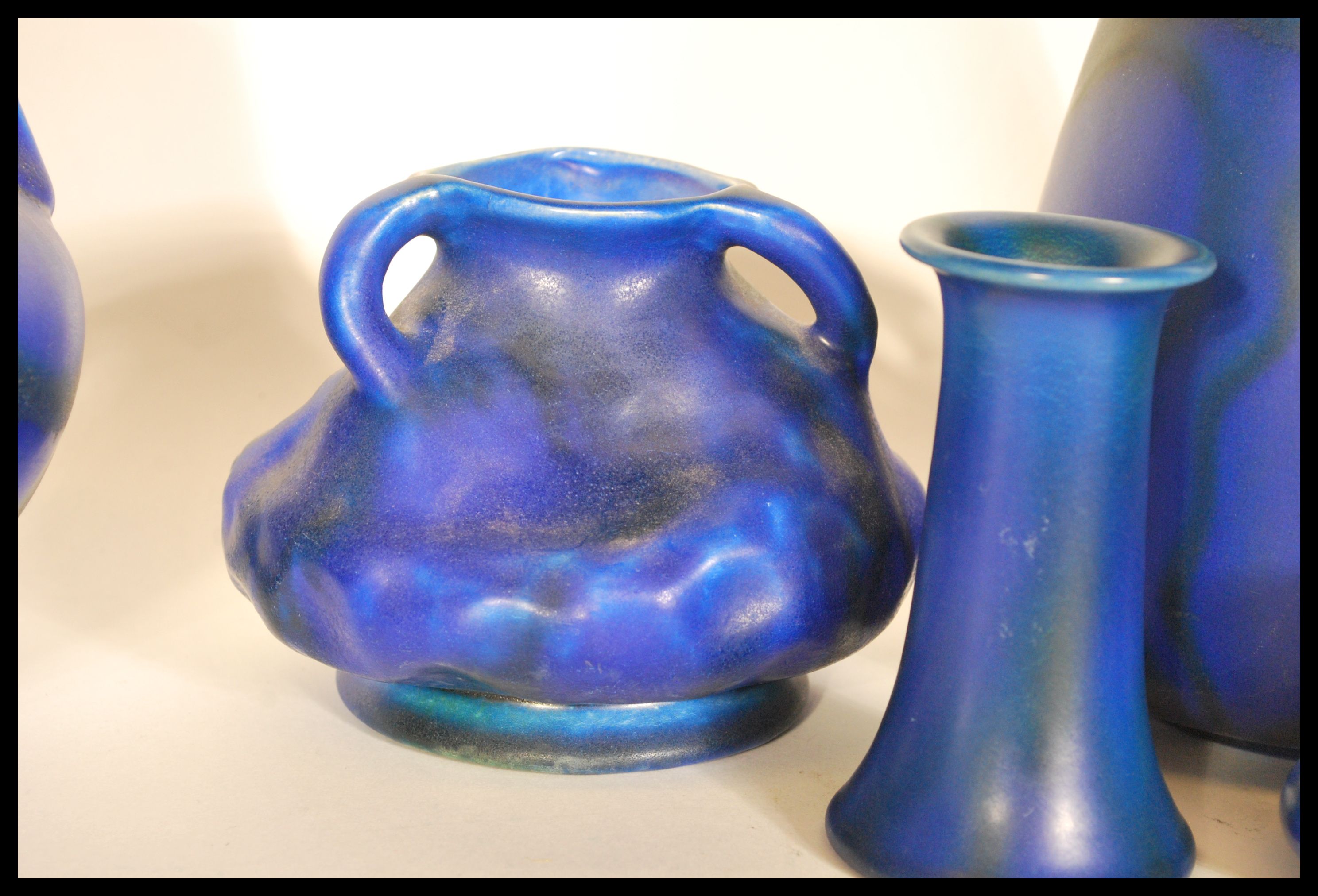 A collection of Bretby 19th / early 20th Century pattern ceramics having blue mottled drip glaze - Image 4 of 5