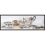 A good collection of vintage silver plate and flatware to include Mappin and Webb teapot, silver