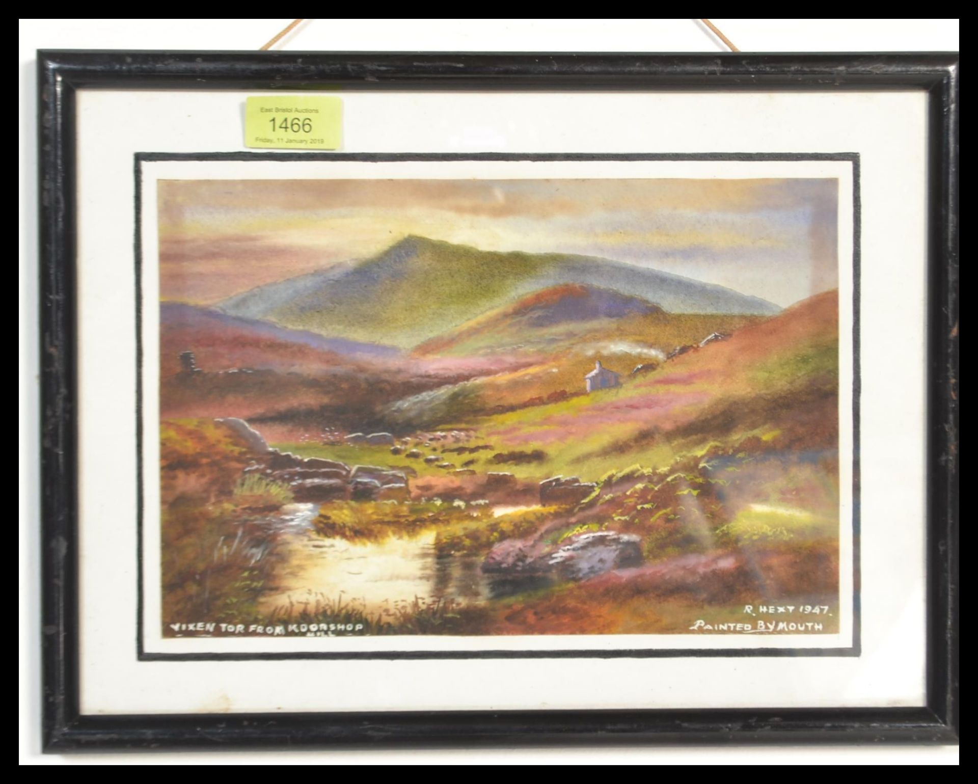 A pair of framed watercolour paintings of moorland - Bild 5 aus 7