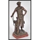 Emile Louis Picault (French 1833-1915). ''Le Travail '' patinated spelter figurine modeled as