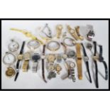 A collection of vintage wrist watches and pocket watches to include Lorus, Seiko, Rotary,