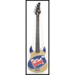 An unusual vintage Hohner Baron electric bass guitar having Fosters Beer decoration with beer