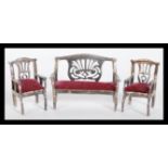 A 20th Century silver miniature doll's house Chippendale style salon suite set to include a sofa