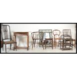 A collection of furniture dating from the 19th Century to include a hoop back spindle chair in the