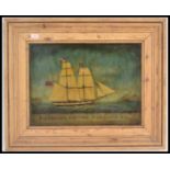 A 19th Century reverse painting on glass of a British ship the 'Jessie of Bideford, Phillip Lawton