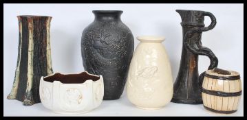 A selection of late 19th Century / early 20th Century Bretby ceramics to include a rare Clanta brown