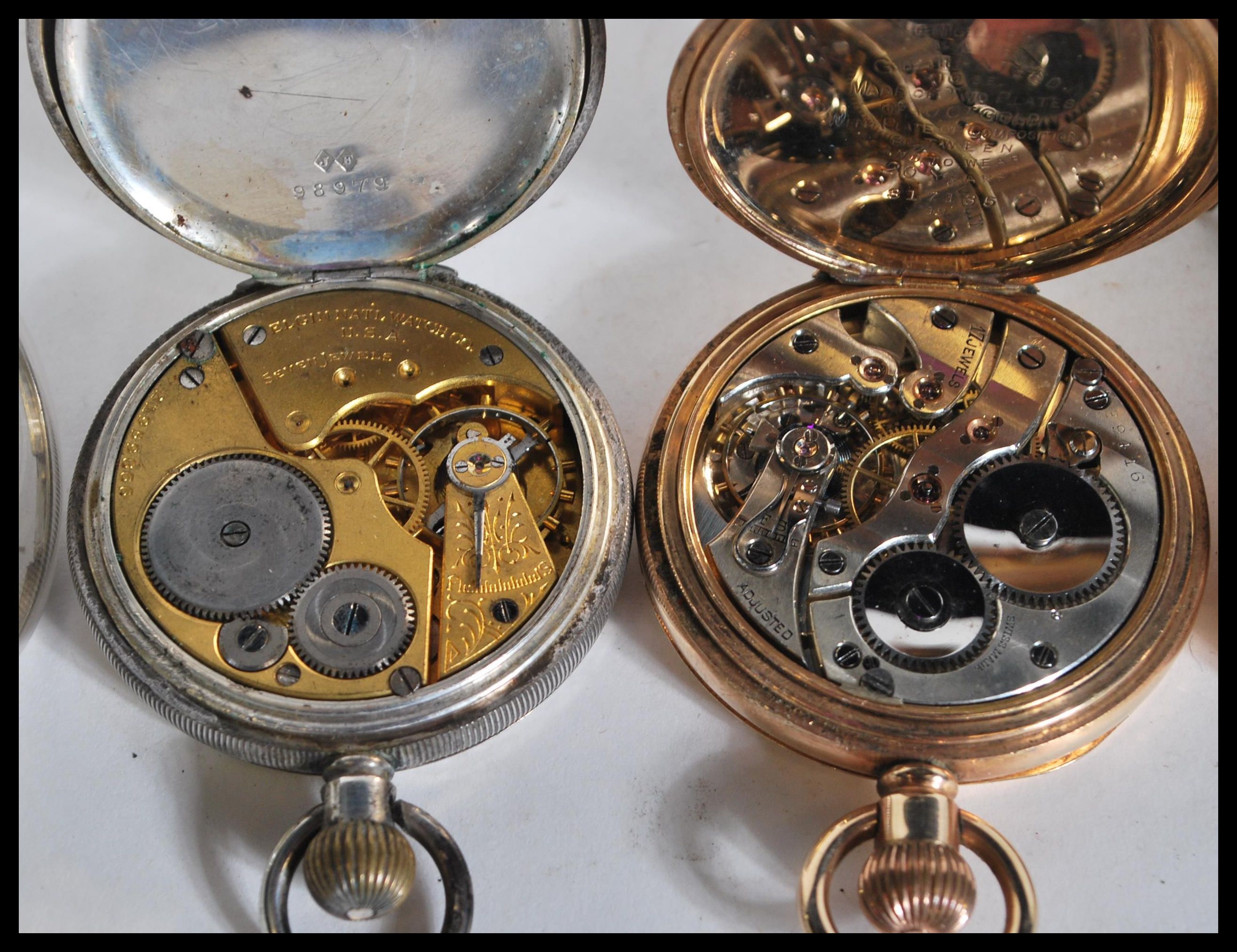 A collection of pocket watches to include two silver hallmarked examples, Waltham, Smiths etc. (5) - Image 5 of 6