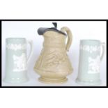 A 19th Century Victorian W. Ridgway & Co stamped 1835, and two Spode Fortuna cameo jugs having a