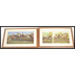 A pair of vintage 20th Century Mark Smallman horse racing equestrian prints entitled 'Down the Back'