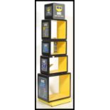 A set of five graduating tin square graduating display point of sale advertising modular shelving