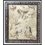 A 19th Century Chinese silk panel having intricate decoration of birds of paradise including