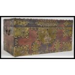 A Colonial Sheesham wood Zanzibar type large work box having armorial brass mounts and nailhead