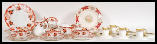 A late 19th Century Victorian Staffordshire tea service consisting of trio's, creamer, sugar bowl