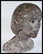 A 19th Century Victorian concrete composite Death Mask statue bust maquette of a lady having