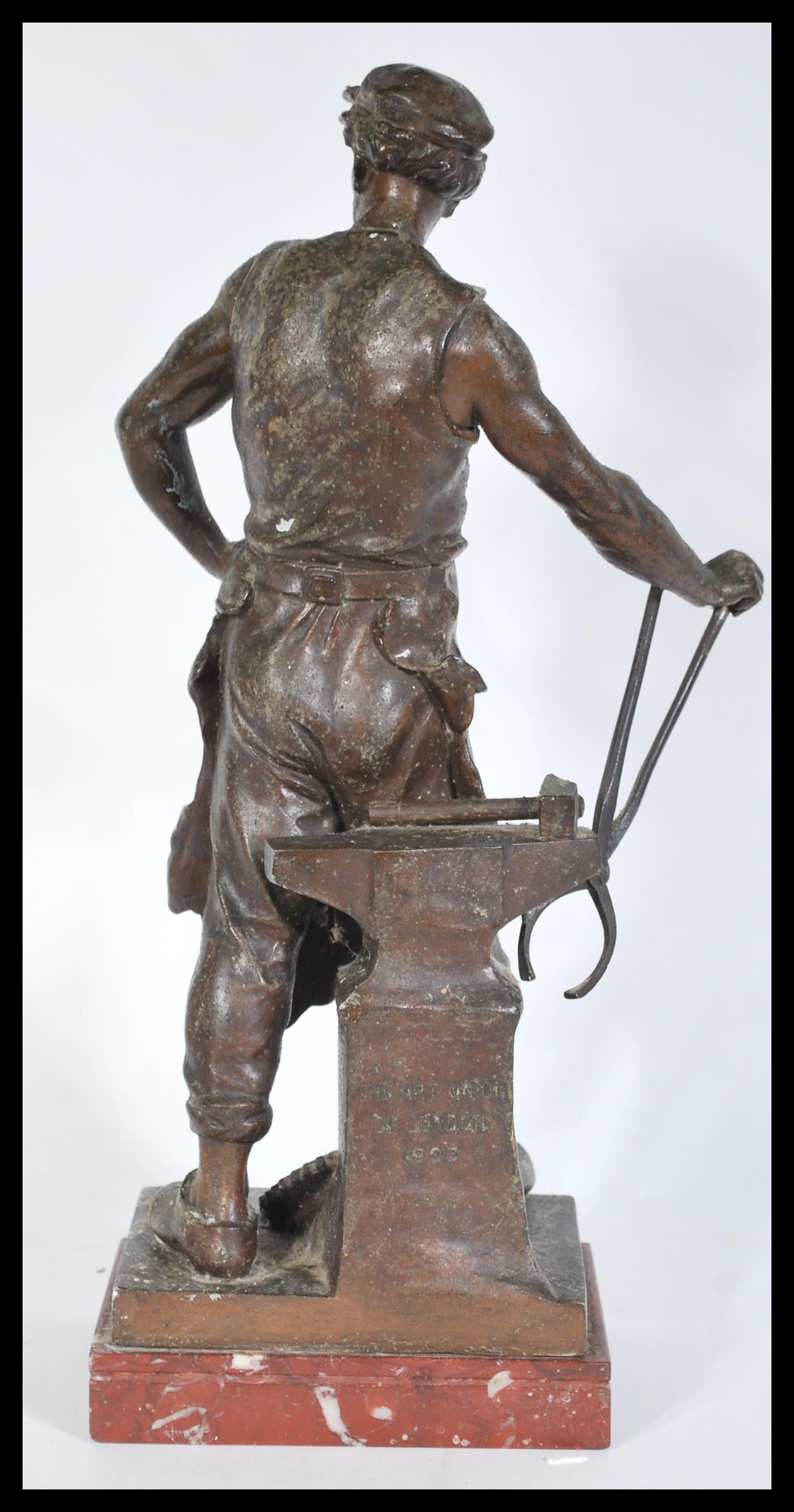 Emile Louis Picault (French 1833-1915). ''Le Travail '' patinated spelter figurine modeled as - Image 5 of 7